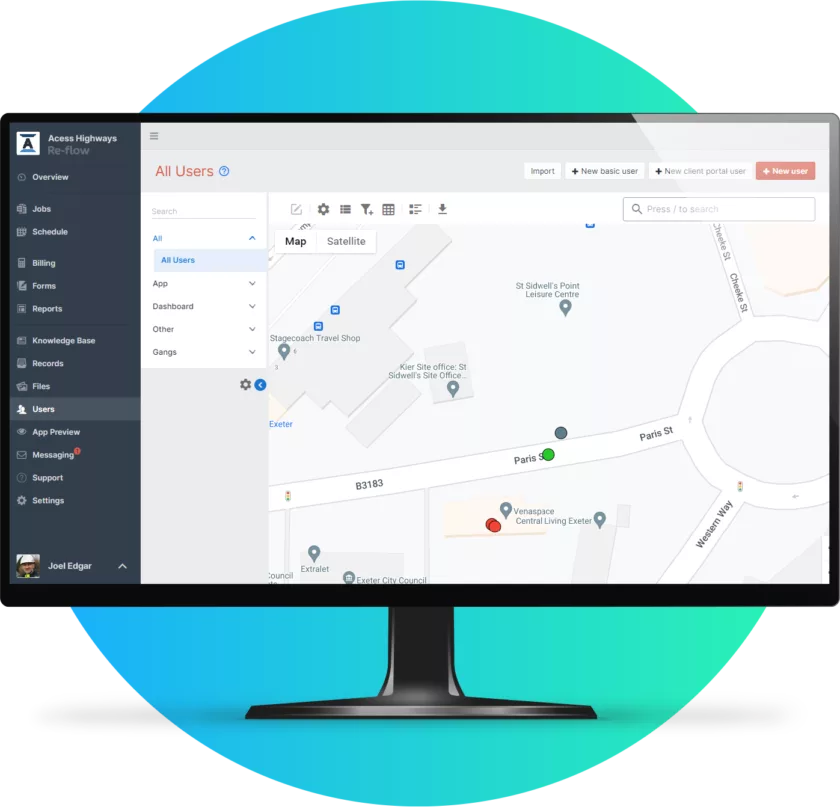Features Live User Tracking Highways