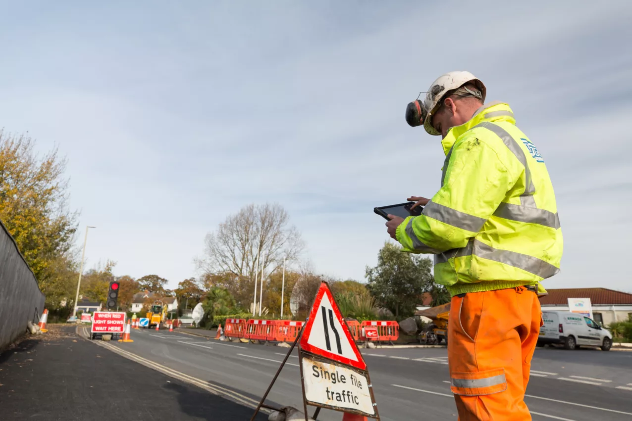 Road Worker with Tablet
