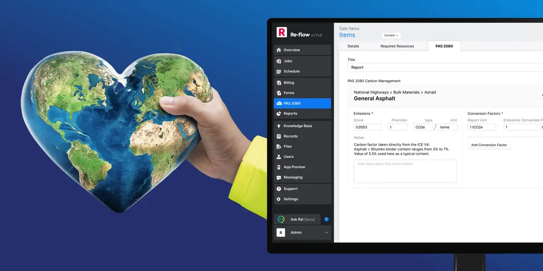 Capture PAS 2080 data through everyday workflows – use operations software built for your sector